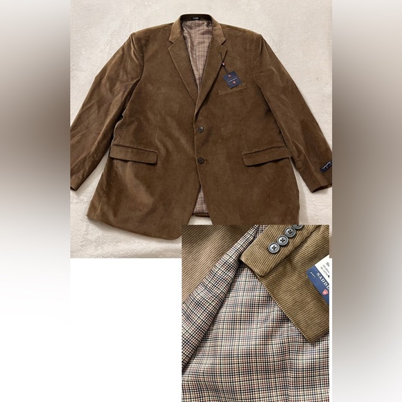 Saddlebred Tan Corduroy Jacket with Plaid Lining